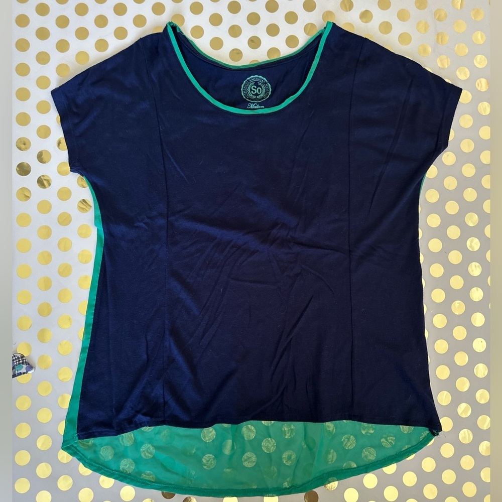 SO Blue and Green Short Sleeve Raglan Tee